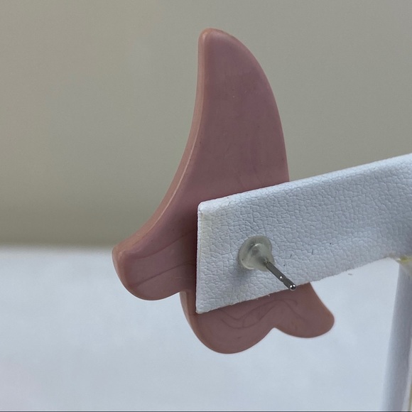 Vintage Blush Pink Ceramic Earrings 1980s - Picture 4 of 6